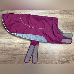 Large dark pink dog jacket with reflective accents